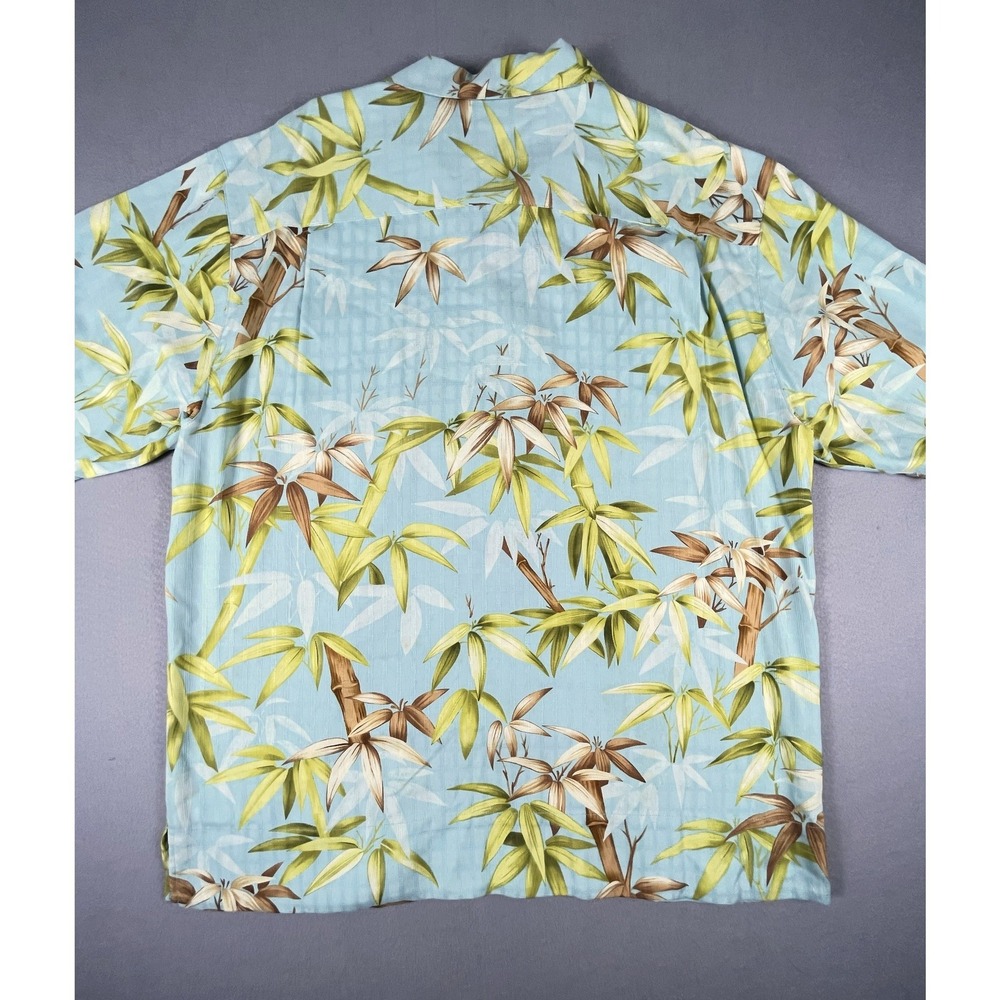 Tommy Bahama Shirt Mens XL Blue Bamboo Print Silk‎ Short Sleeve Camp Button Up - Picture 7 of 7